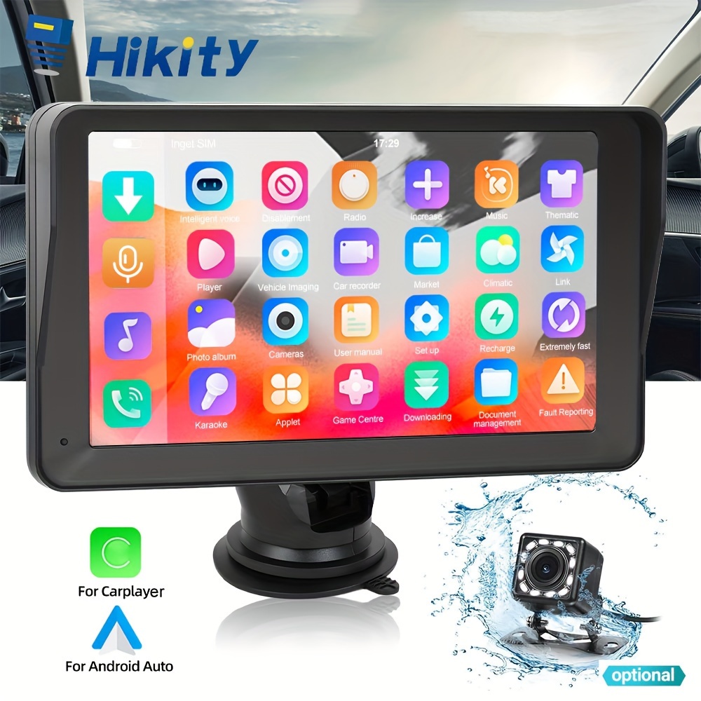 

Hikity 7'' Hd Touch Screen Portable Car Stereo Monitor Vehicle Backup Camera Supports Carplayer/ For Android Auto Loop Recording With Voice Control+backup Camera (optional)