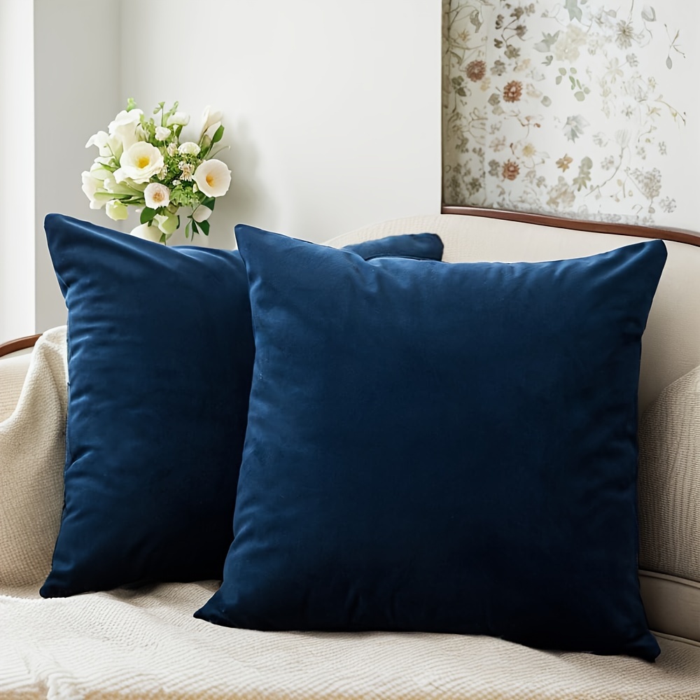 

2-pack Soft Velvet Navy Blue Throw Pillow Covers - Versatile Sizes 12x20 To 24x24 Inches, Zip Closure, Hand Washable - Perfect For Sofa & Bedroom Decor