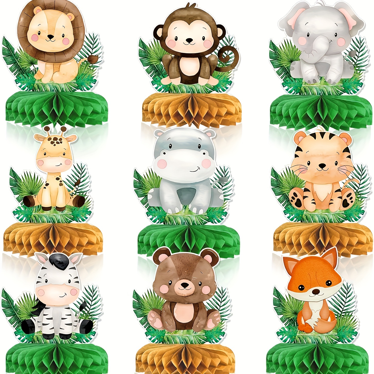 

9pcs, Jungle Animals Table Centerpieces Decorations, Jungle Safari Wooden Table Centerpiece Sign, Safari Animal Baby Shower Centerpieces For Jungle Birthday Party Baby Shower Wild Supplies