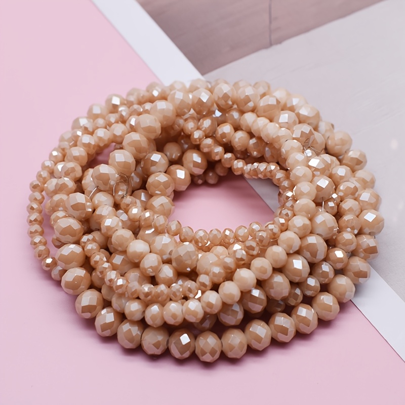 TEMU 4/6/8mm Shiny Bead String Amber Flat Round Glass Beads - Loose Spacer Beads For Jewelry Making, Bracelet Necklace, Fashion Additions Beads