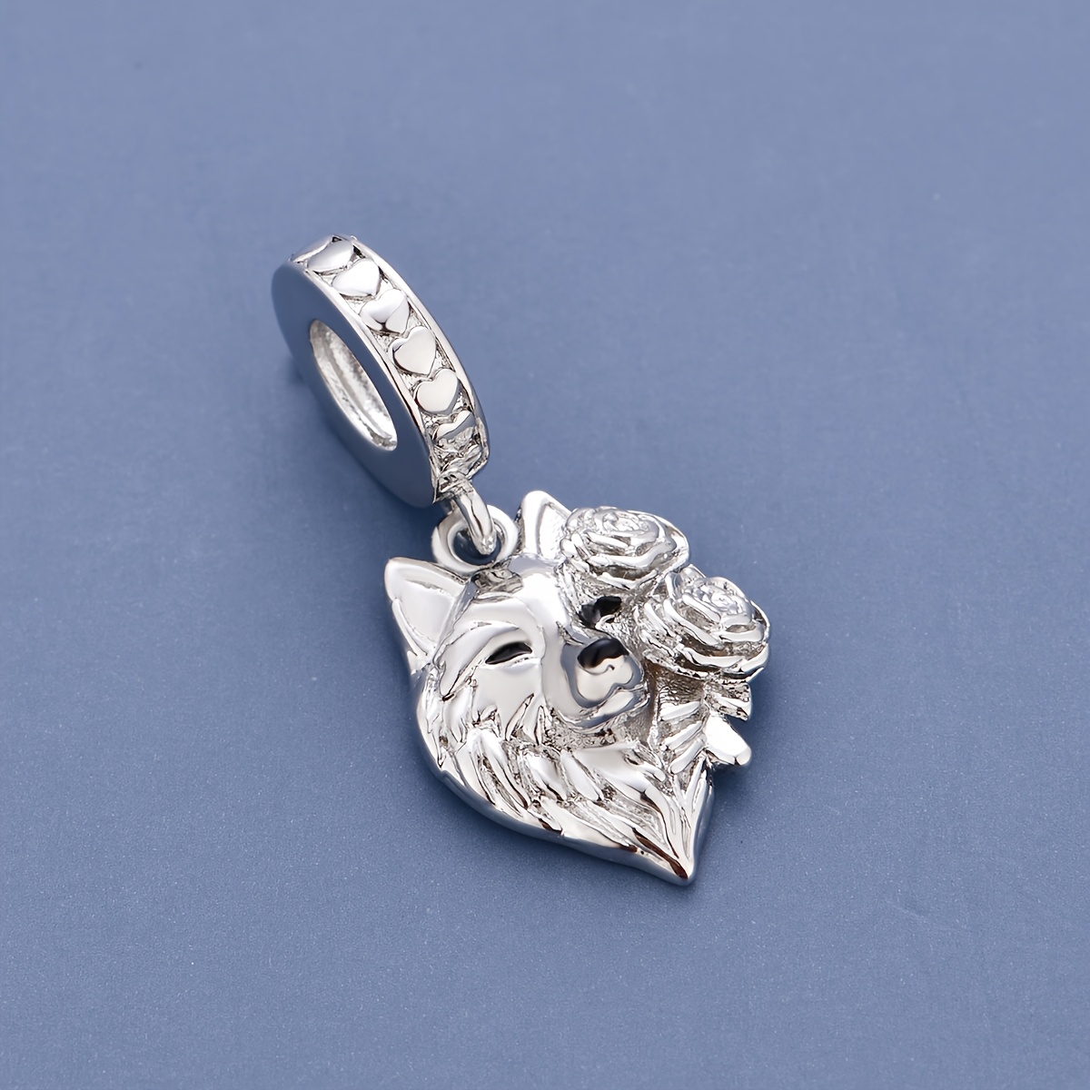 TEMU 1pc Copper Wolf & Rose Charms Pendant, Suitable For Jewelry Making Diy Bracelet Or Necklace As Valentine's Day/birthday/halloween/christmas