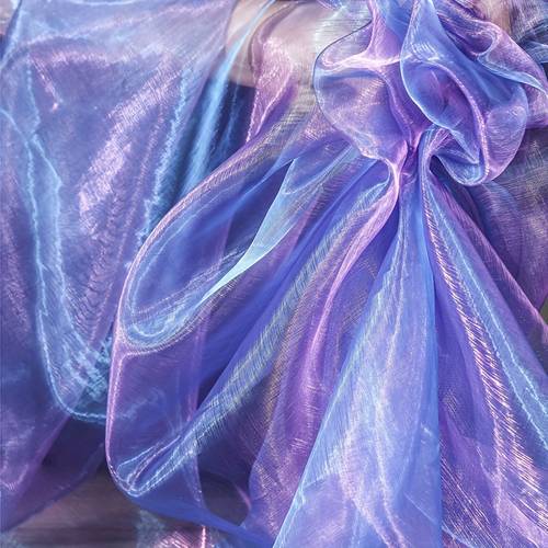 1pc elegant sheer polyester fabric for evening gowns drapes stage decor designer projects breathable smooth texture