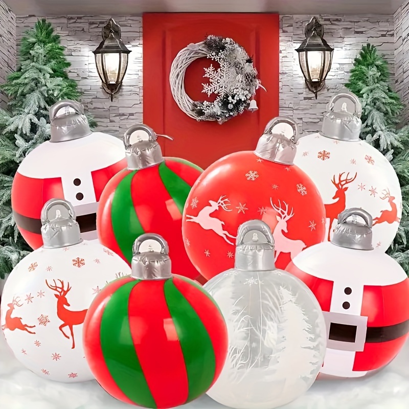 

1pc Inflatable Christmas Ornament , Pvc Decorative Round Hanging Decoration, , Reusable, No Needed, 100% Polyester, For Christmas, Halloween, New , Universal Party Supplies