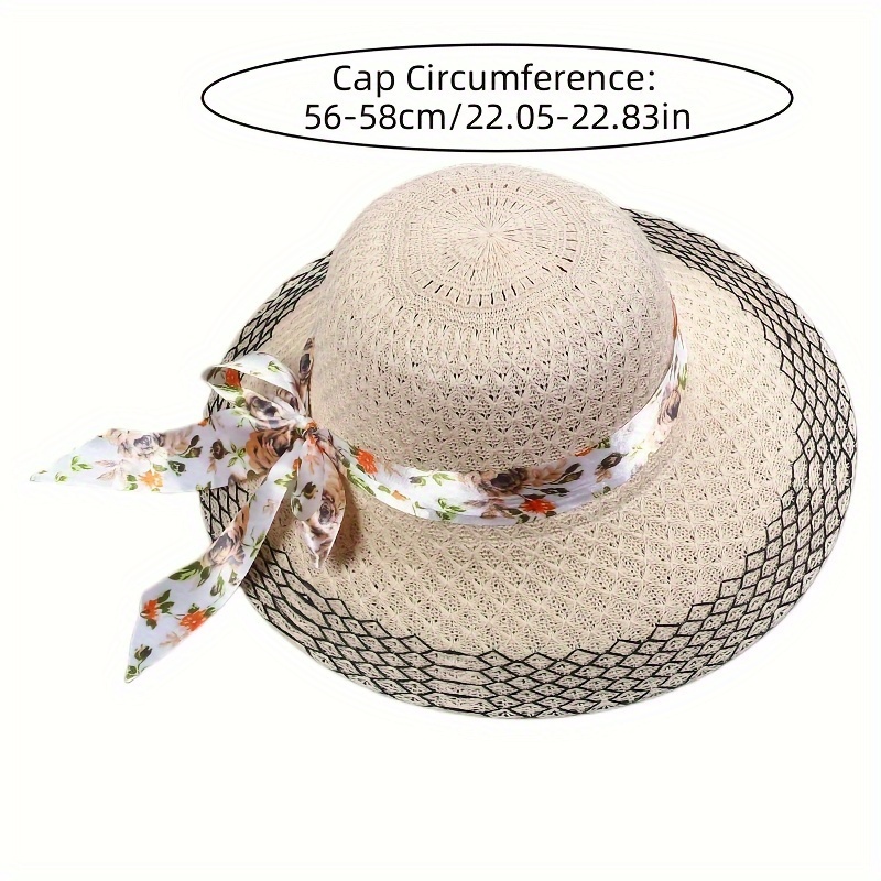 Women's Sun Hat, Fishing Hat Lace Ribbon Bowknot, Beach Wide Brim, Outdoor Travel Leisure Bucket Hat, Foldable Summer Sun Protection Hat, Stylish