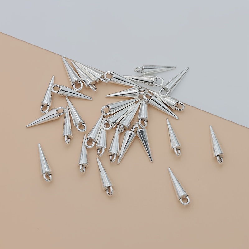 Image of 30pcs Antique Silvery Alloy Additions Smooth Cone Pendant Charm Keyring Luggage Necklace Bracelet Earrings Additions