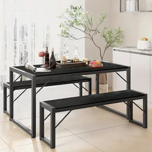 45 5 dining table set for table set with 2 benches dining room table set with metal frame mdf saving dinette for kitchen dining room black