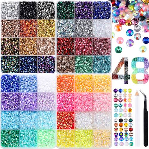16000pcs 48 colors resin rhinestones for art 3mm flatback gems with painting pen and tweezers ideal for nail art crafting clothing fabric decoration