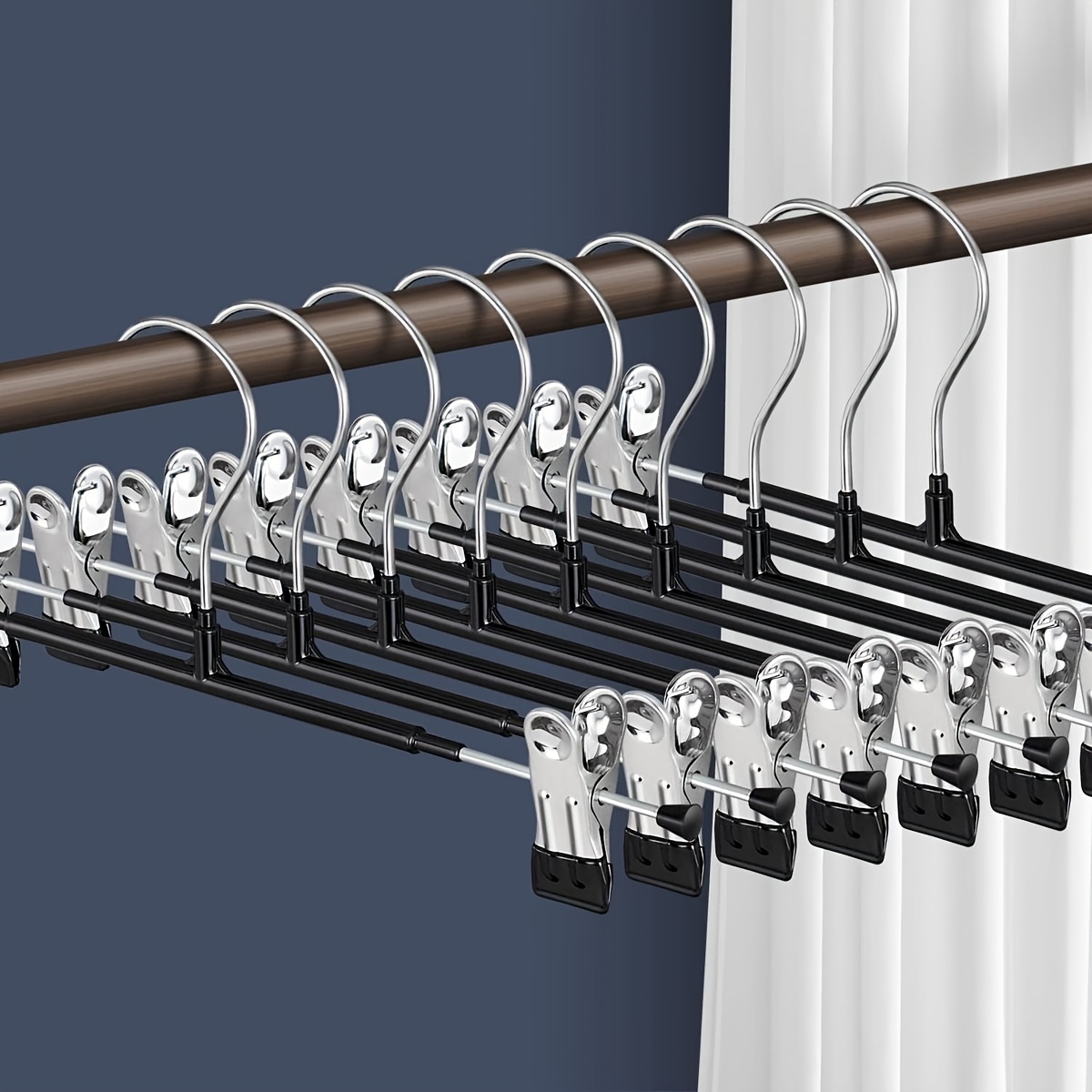 TEMU 10pcs Heavy-duty Dip-coated Trouser Clips | Seamless Metal Hangers With Thickened Springs, Strong Clamping Force, Suitable For Jeans, Skirts,