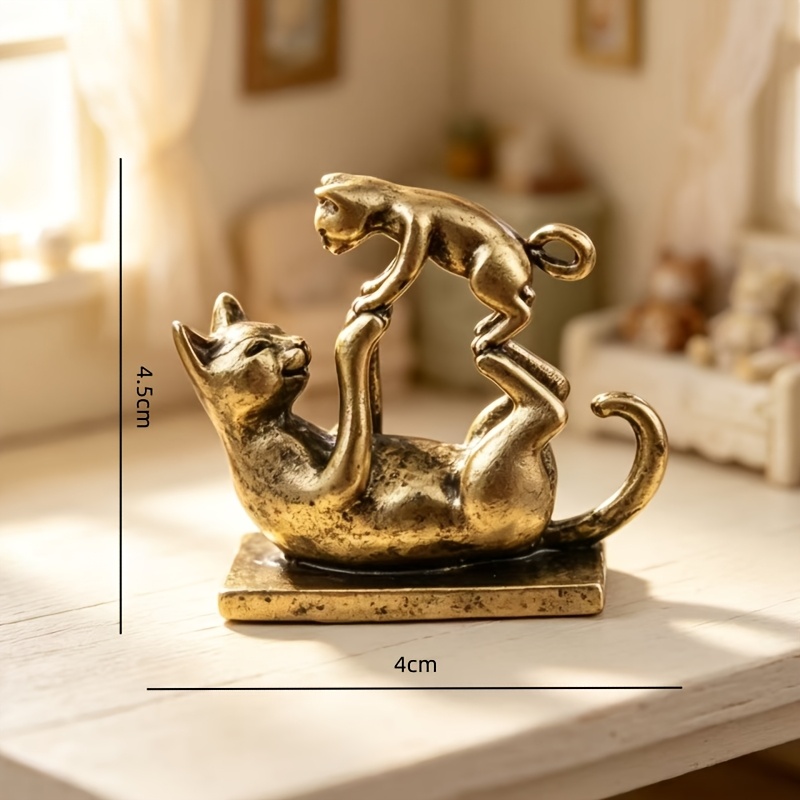 TEMU 1 pièce / Chat mère et chaton / Ornement en métal / Bibelot décoratif de bureau / Décoration / Ornement cadeau