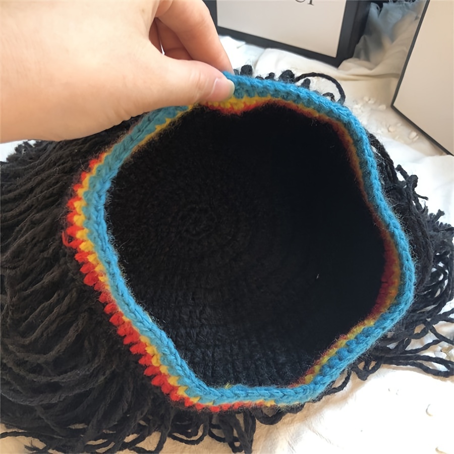 cotton knit beanie with dreadlocks fashionable hip hop party wig cap non stretch hand wash dry clean details 1