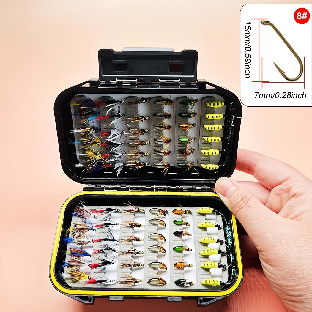 TEMU Boîte de Mouche pour la Pêche à la Volaille, Kit de 72 Pièces - Appâts /Humides et pour Truite, , Tétras , Artificielle en Plume &