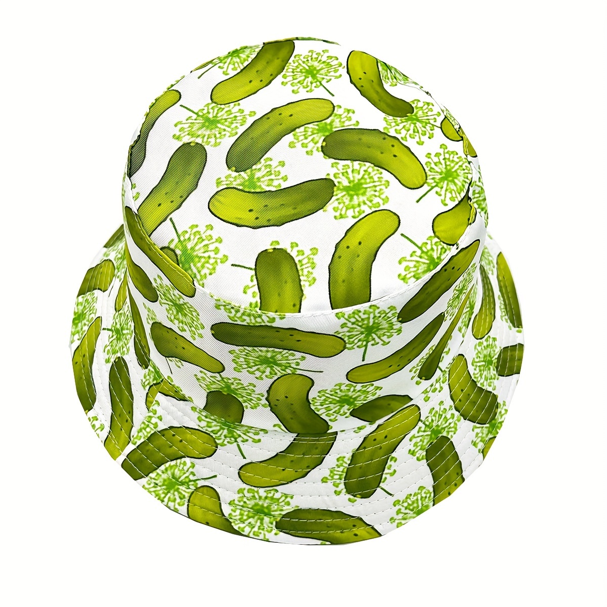 Reversible Cucumber Pattern Bucket Hat, Casual Lightweight Cap
