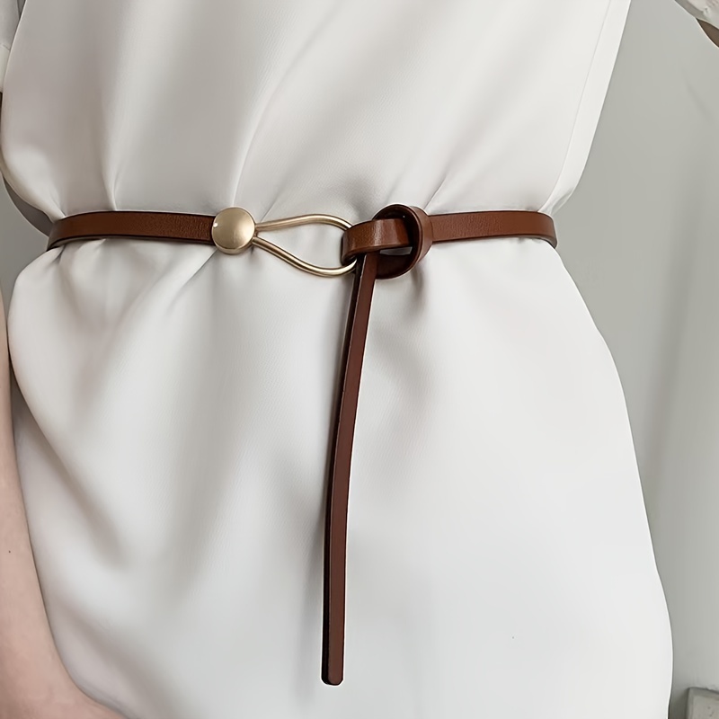 

Chic Knotted Thin Belt For Women - Leather Accessory For Dresses, Sweaters & Coats - Casual , Weddings, Parties & More