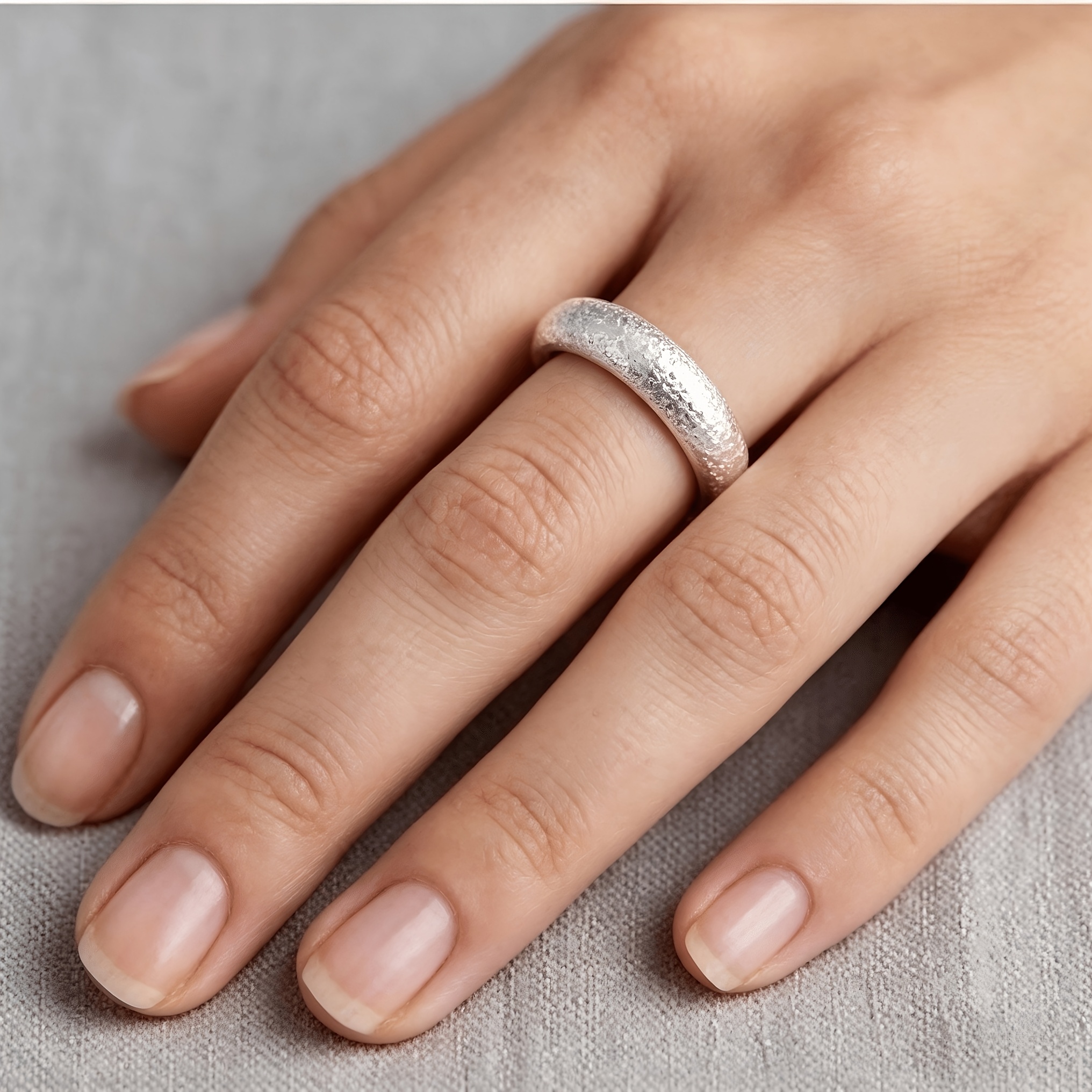 Women's 14K Golden Plated Sandblasted Adjustable Ring