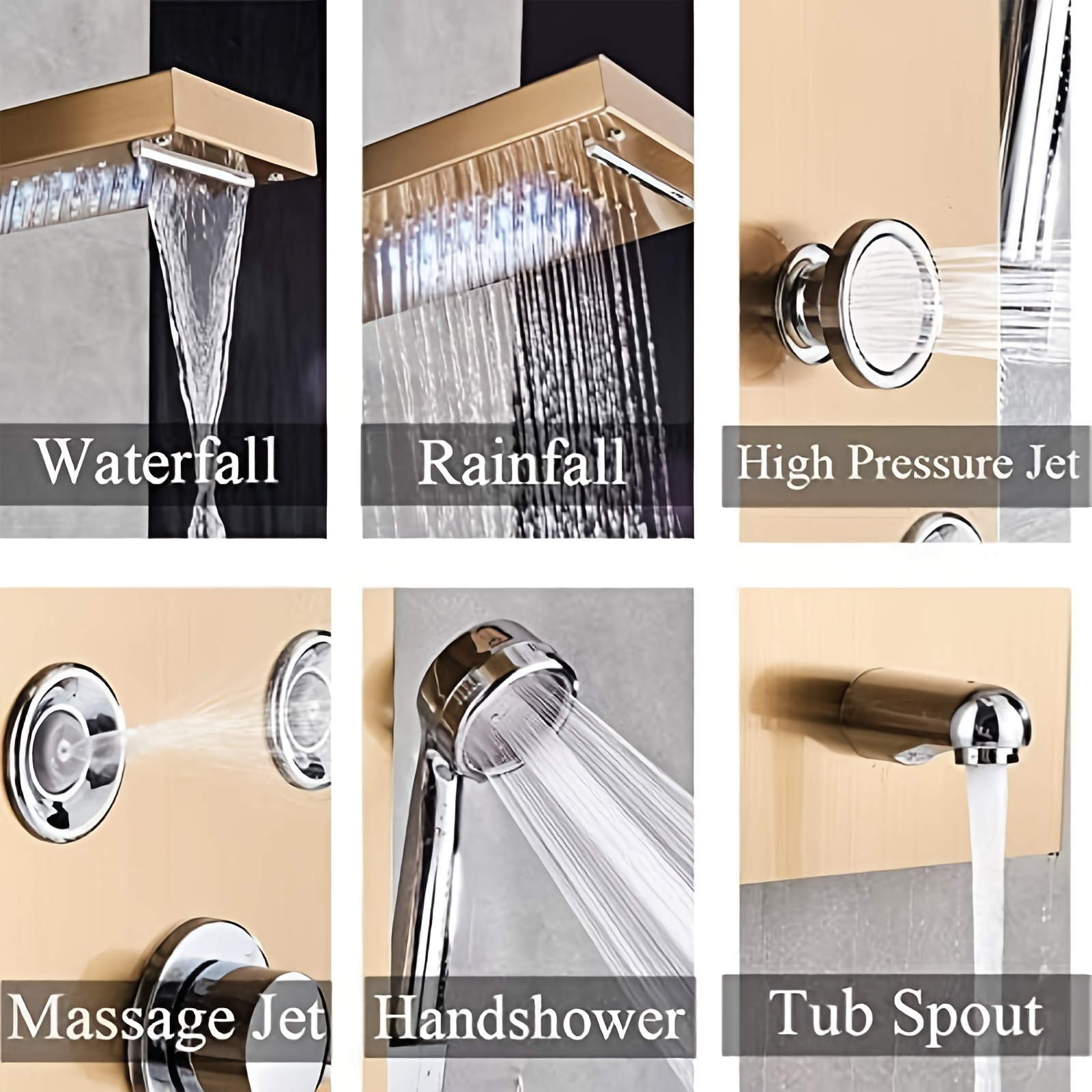 Stainless Steel Shower Tower Panel with 5-in-1 Functionality