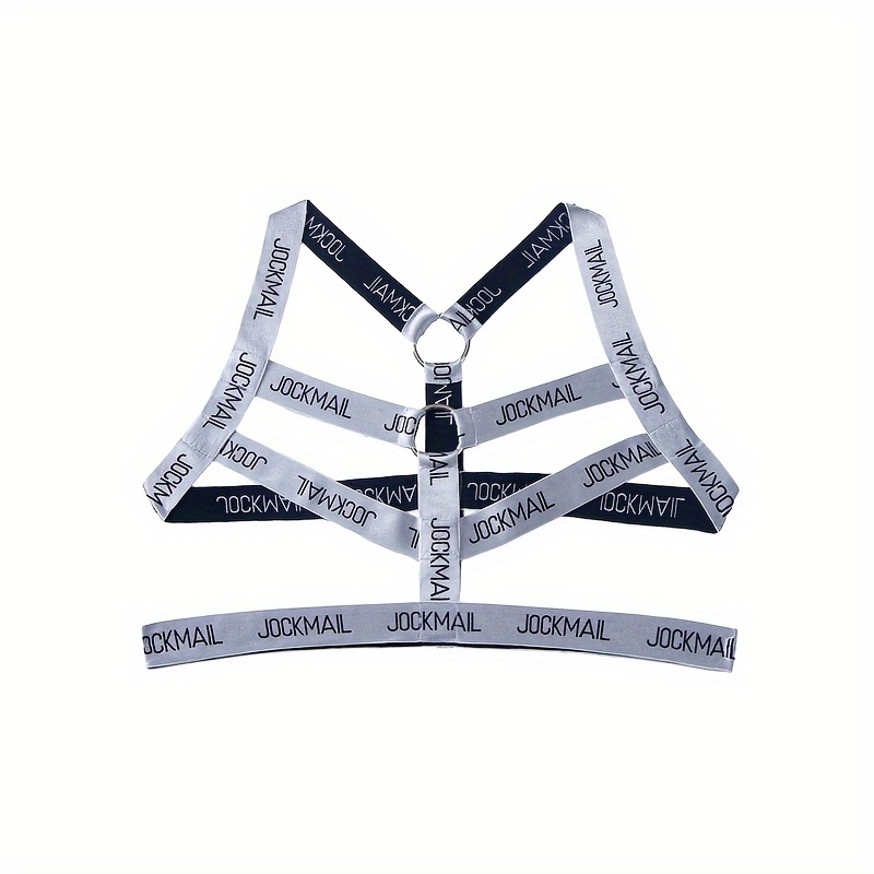 Men's Elastic Shoulder Strap Sexy Bare Chest Fringe Airy Sexy Personalized Muscle Chest Strap + Sexy Underwear Set Letters Random