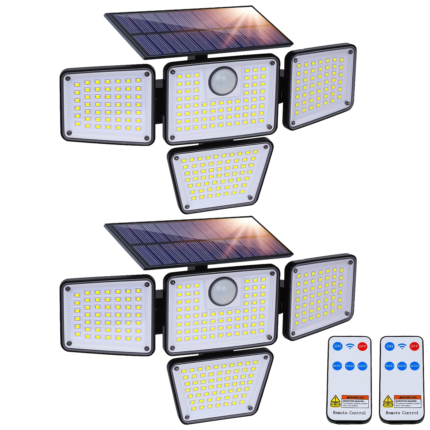 TEMU 1/2pcs Solar Outdoor Lights, Bright Solar Motion Sensor Outdoor Lights, Solar Security Light With Remote, Ip65, , Wide Angle Flood Wall Light