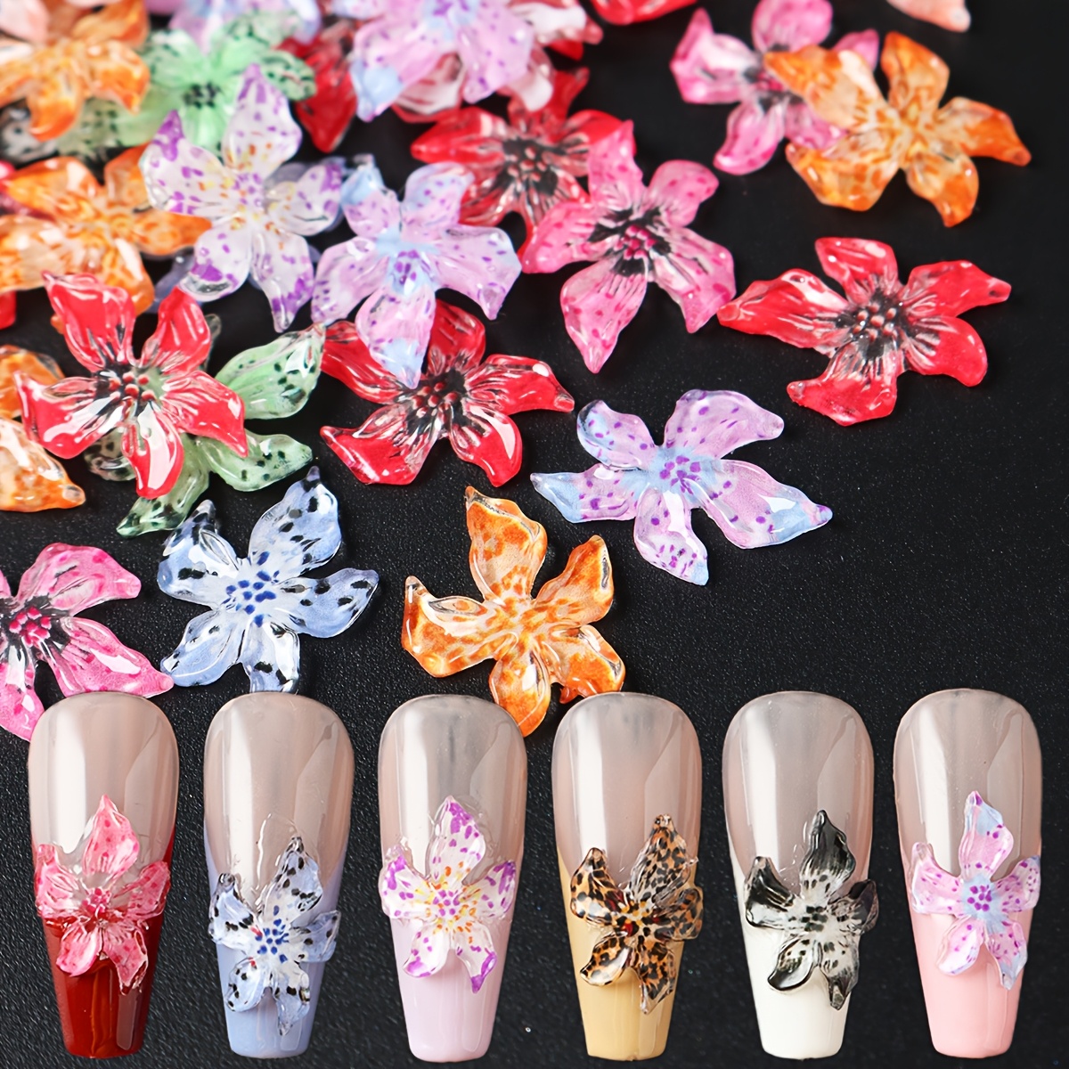 

Décorations d'Art d'Ongle Fleur Multicolore, Breloques en Résine Acrylique, Formaldéhyde avec Effet d' - Embellissements de Fleurs DIY