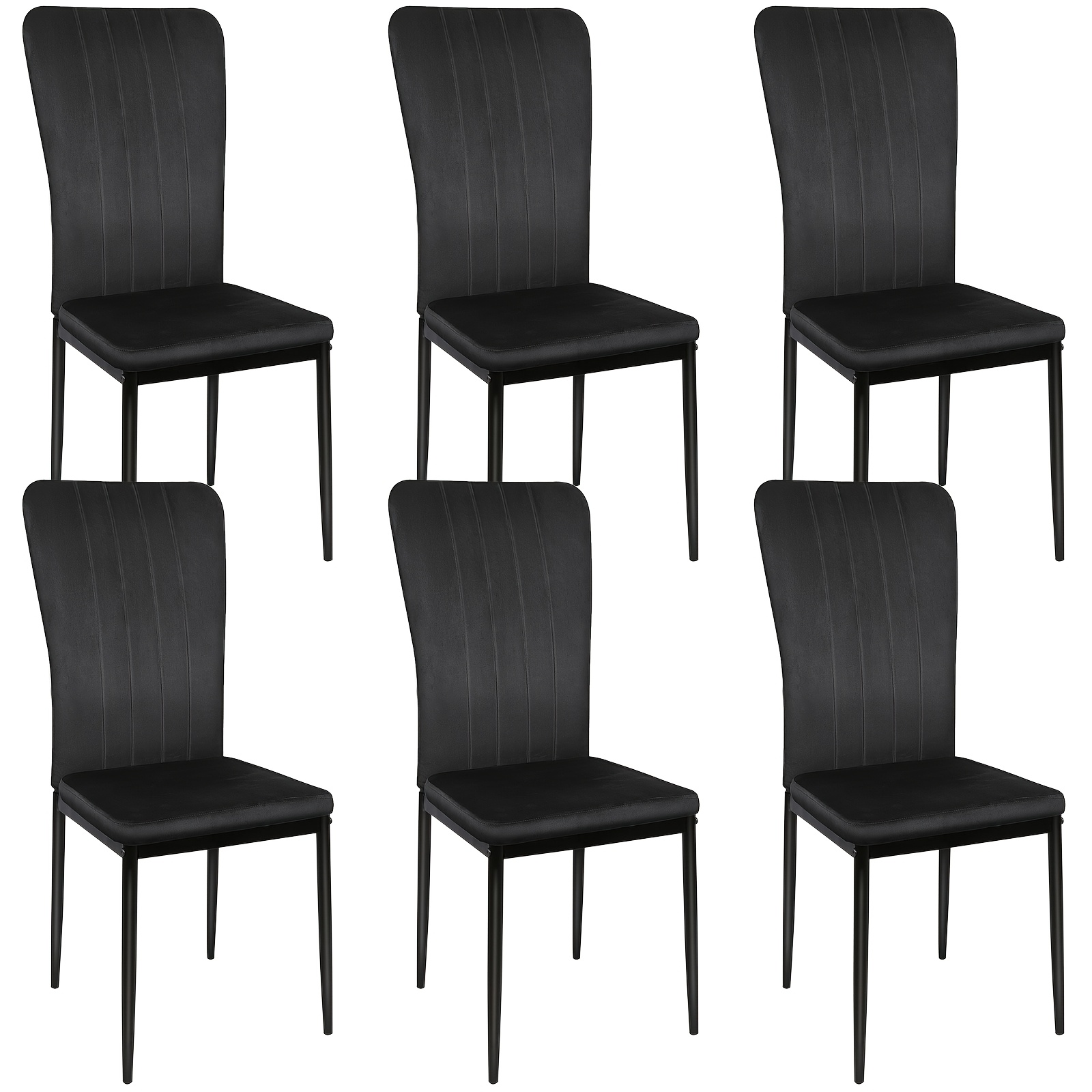 Set Of 6 Dining Chairs, Bar Chairs, Lounge Chairs, Living Room Chairs For Kitchen, Office, Bar, Black