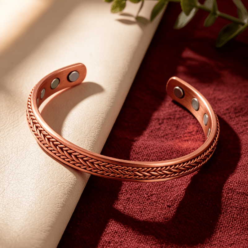 Twisted Wire Copper Magnetic Cuff Bracelet, Adjustable