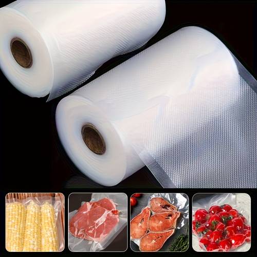 2 pack vacuum sealer storage roll bags 5 meters long in 7 sizes different widths ideal for storage and sous vide heavy duty and tear resistant fresh for home use made of by