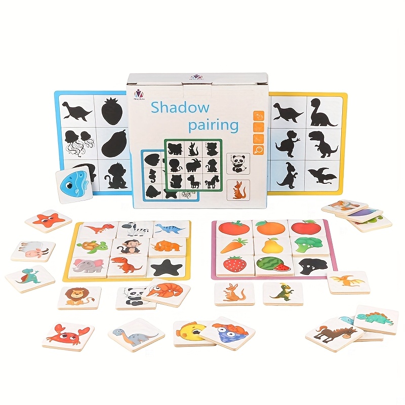 Shadow Matching Game, Brain Training, Shape Puzzle, Wooden Educational Toy For Children, Christmas And Halloween Gift