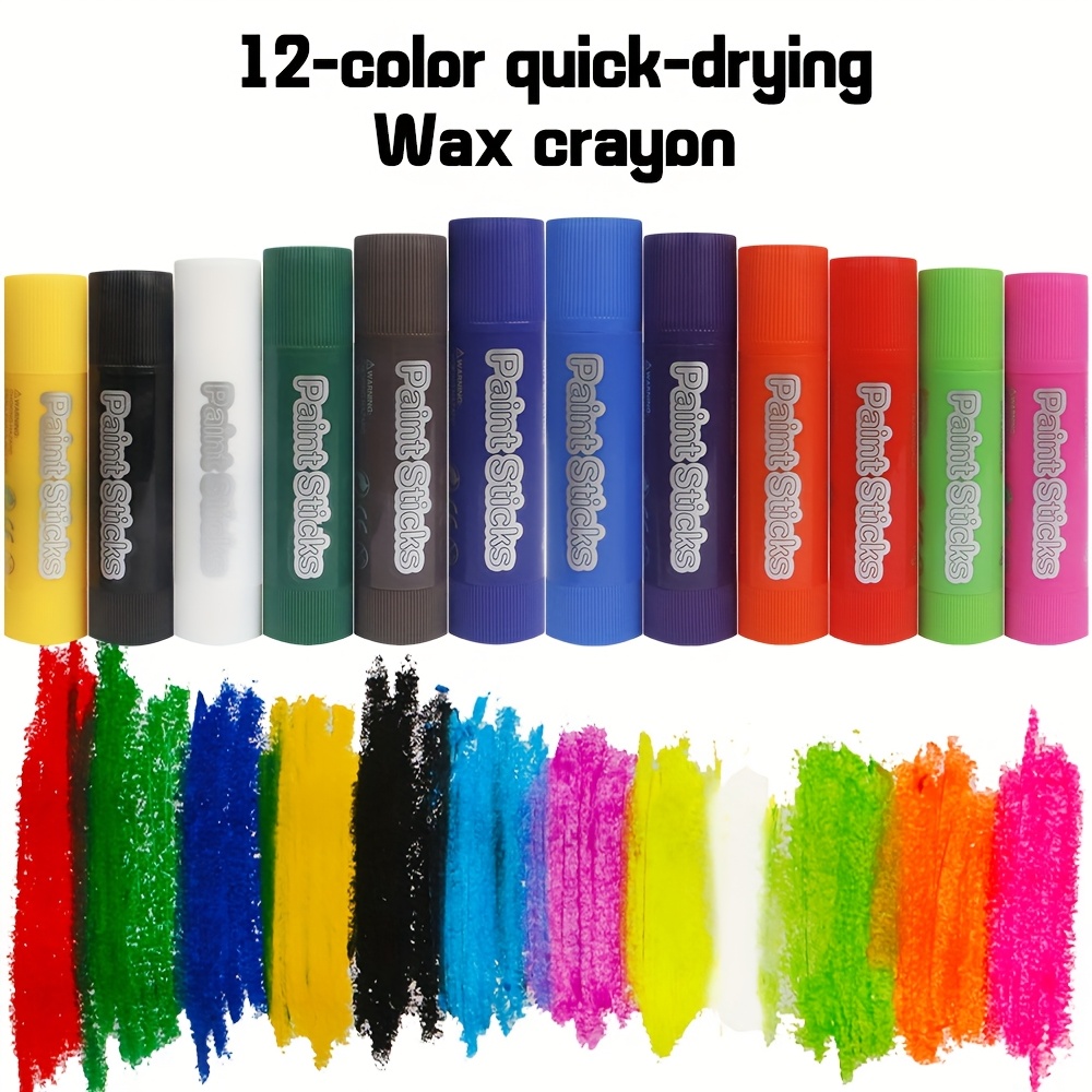 12-Color Quick-Drying Solid Crayons Set