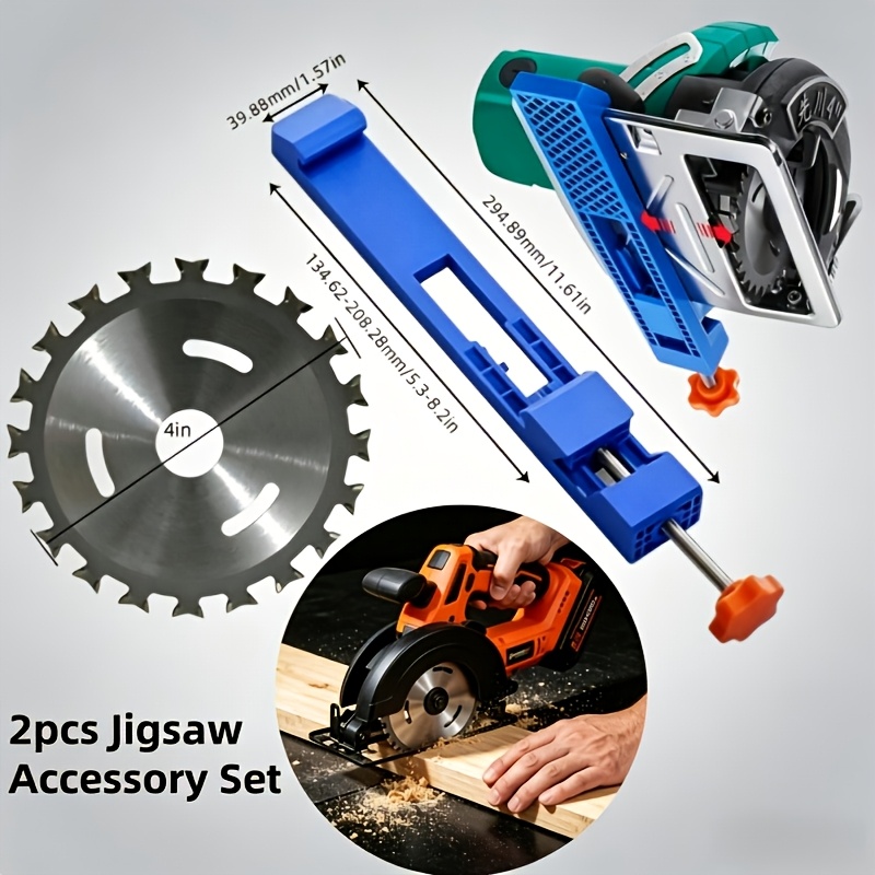 TEMU This 2pcs Circular Saw Accessory Set, Featuring An Adjustable , Is A Cordless, Manual Woodworking Tool Suitable Cutting And Milling, Making It