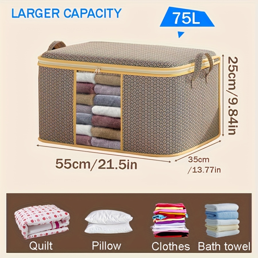 3pcs Set Large Capacity Fabric Storage Baskets with Visible Window