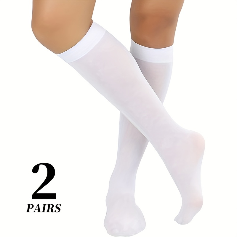 2-pair Spring/summer Unisex Thin Solid Color Smooth Cooling Comfortable Cute Refreshing High-stretch Japanese-style Jk Socks Calf Socks, For Teenager
