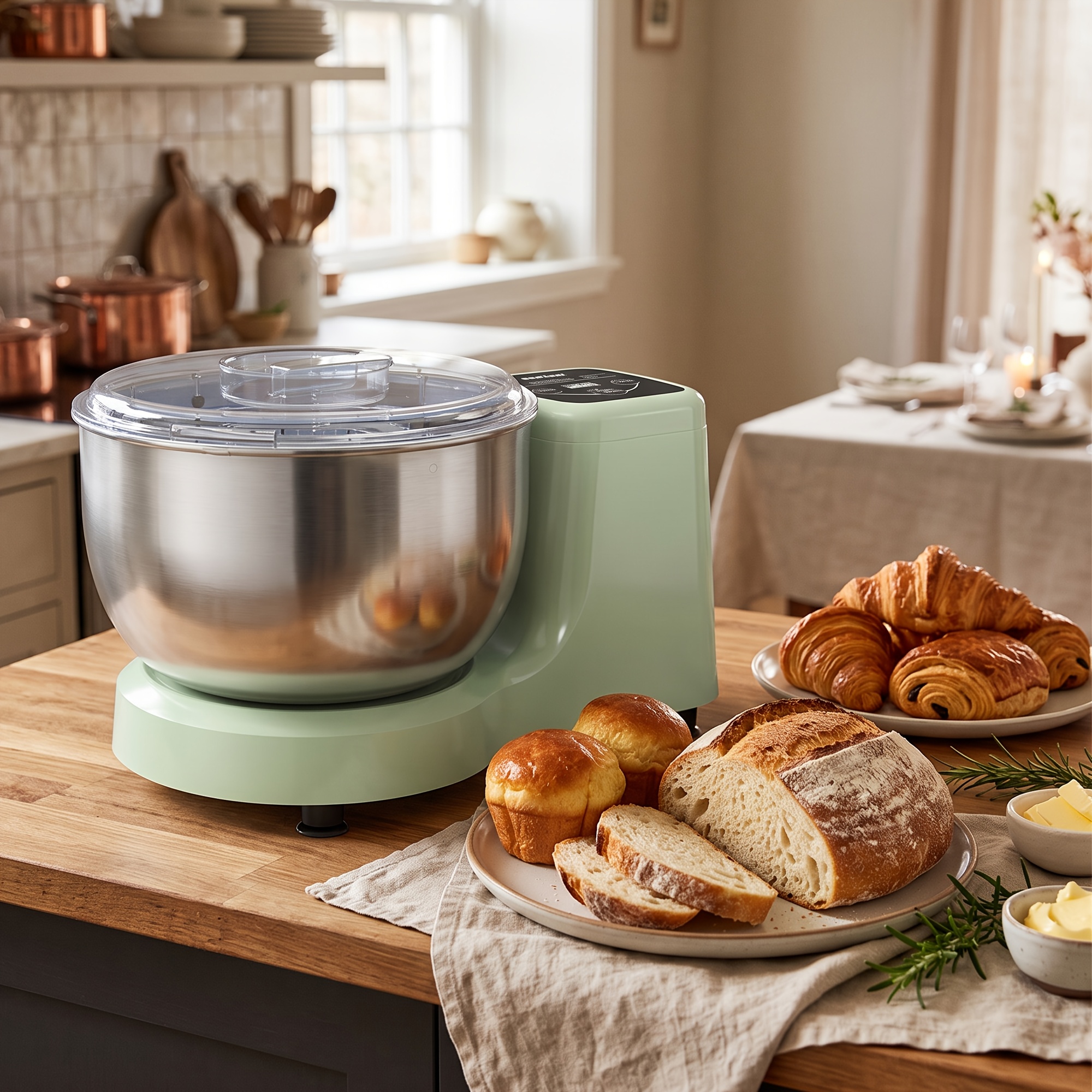 TEMU Electric Dough Maker With Function, 5.3qt Dough Mixer With Adjust Time, Household Stand Mixer Kitchen Flour Kneading Machine, Led Touch Panel,