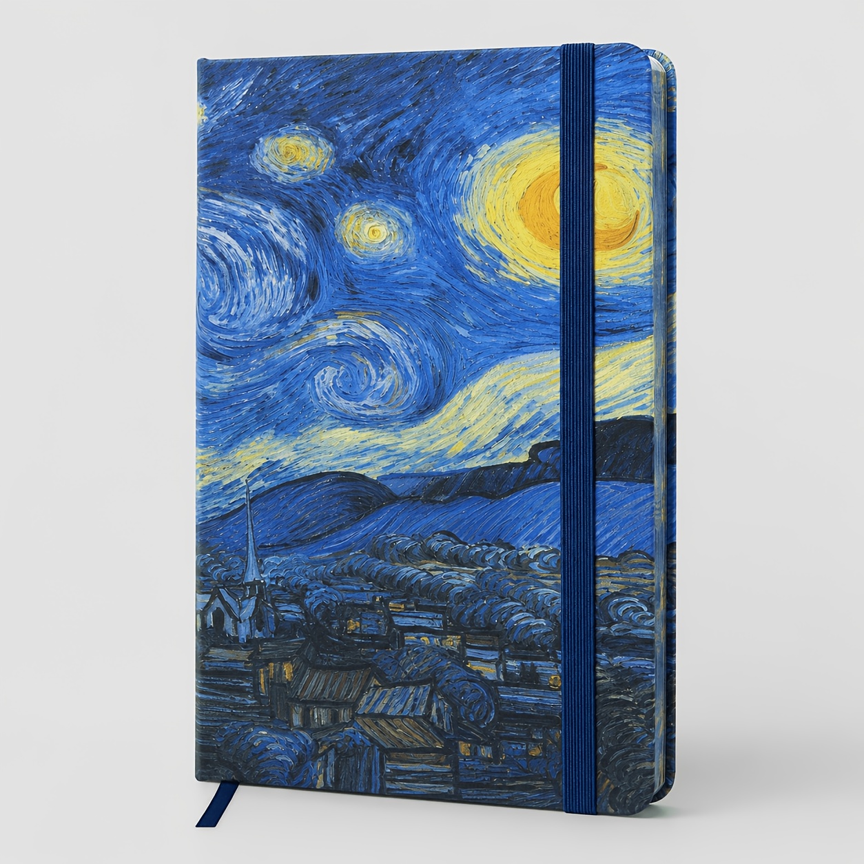 TEMU Journal de luxe à couverture rigide, 90Gsm, papier ligné avec bords imprimés , en ruban et fermeture élastique pour l'écriture