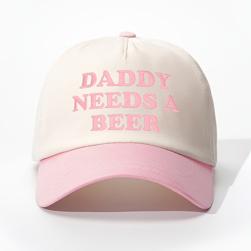 1 Vezena DADDY Barvno Blokirana Kapa, Uniseks Trucker Kapa, Preduhajljiva, Nastavljiva, Modna Kapa za Ženske, Ukrivljen Rob, Y2K Par