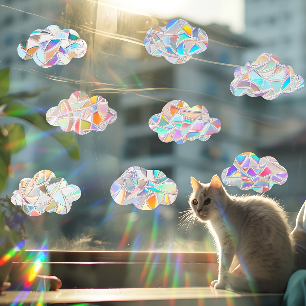 Image of Sun Rainbow Window Film - Anti-bird , Electrostatic Pvc Sticker For Home Decor, Round, Glass, Contemporary Style