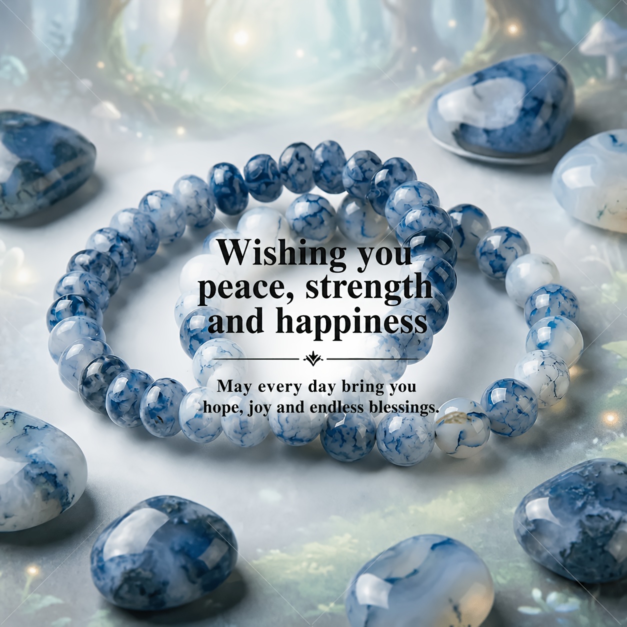 TEMU 2pcs Blue And White Bracelet + Blue And White Abacus Bead Handmade Bracelet, Featuring Style Suitable For All Genders With An . This Bracelet Is