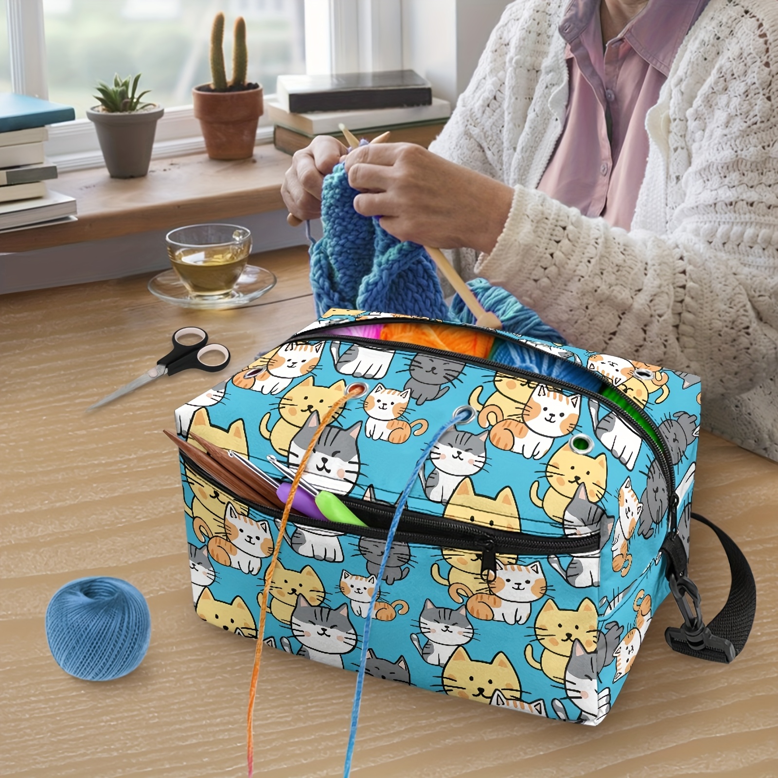 1pc cute cat yarn storage bag design portable Temu Canada