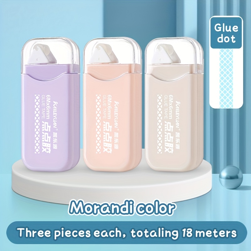 3pcs Morandi Dot Double-sided Tape - Handmade Double-sided Dot Tape, Suitable For Scrapbooks, Crafts, School And Office Supplies