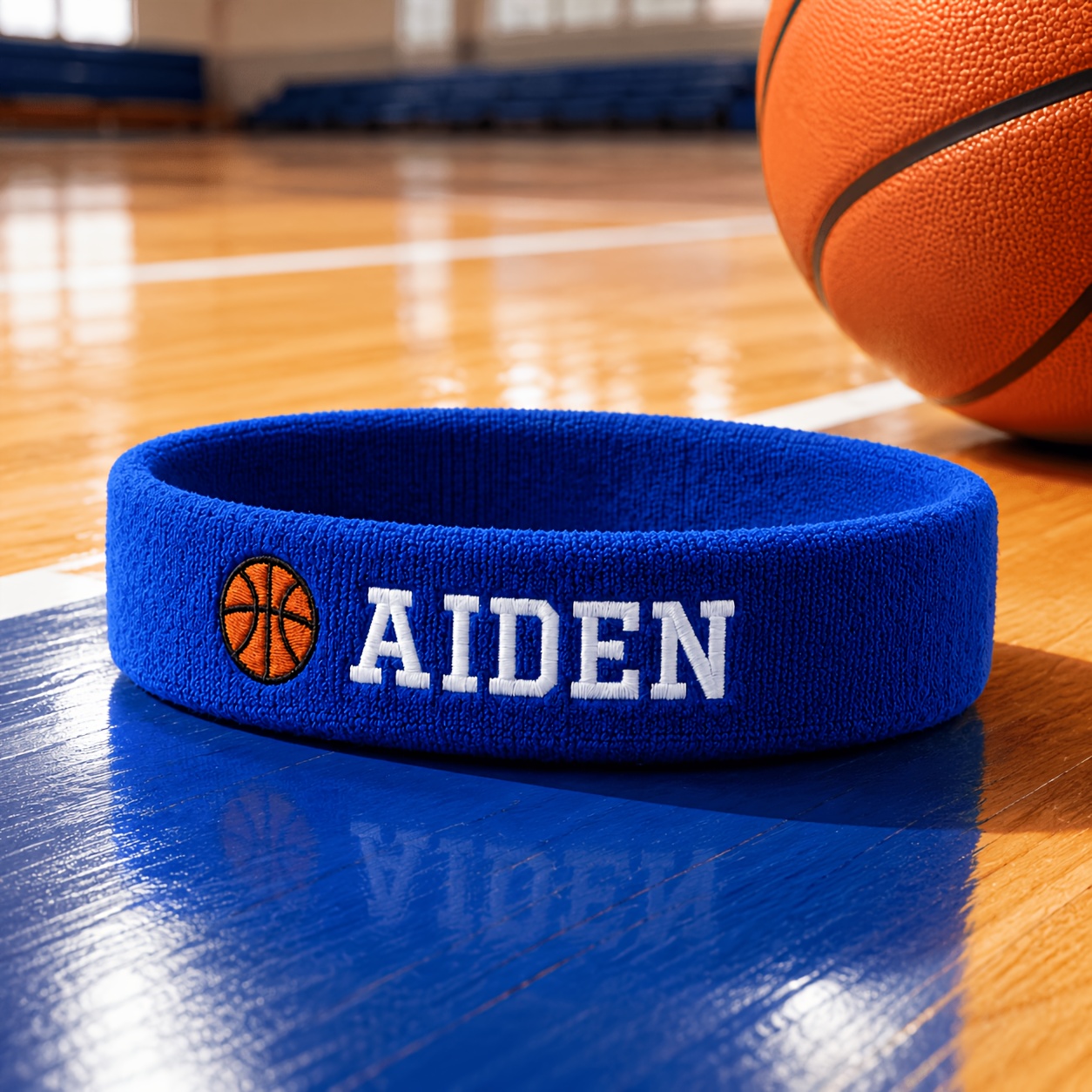 TEMU 1 serre-tête de sport de basketball personnalisé, serre-tête de football brodé, serre-tête de nom personnalisable, serre-tête en tissu
