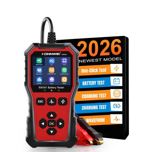 kw341 car battery tester 6v 12v 24v cranking charging test tool battery analyzer cranking test 10 2000cca