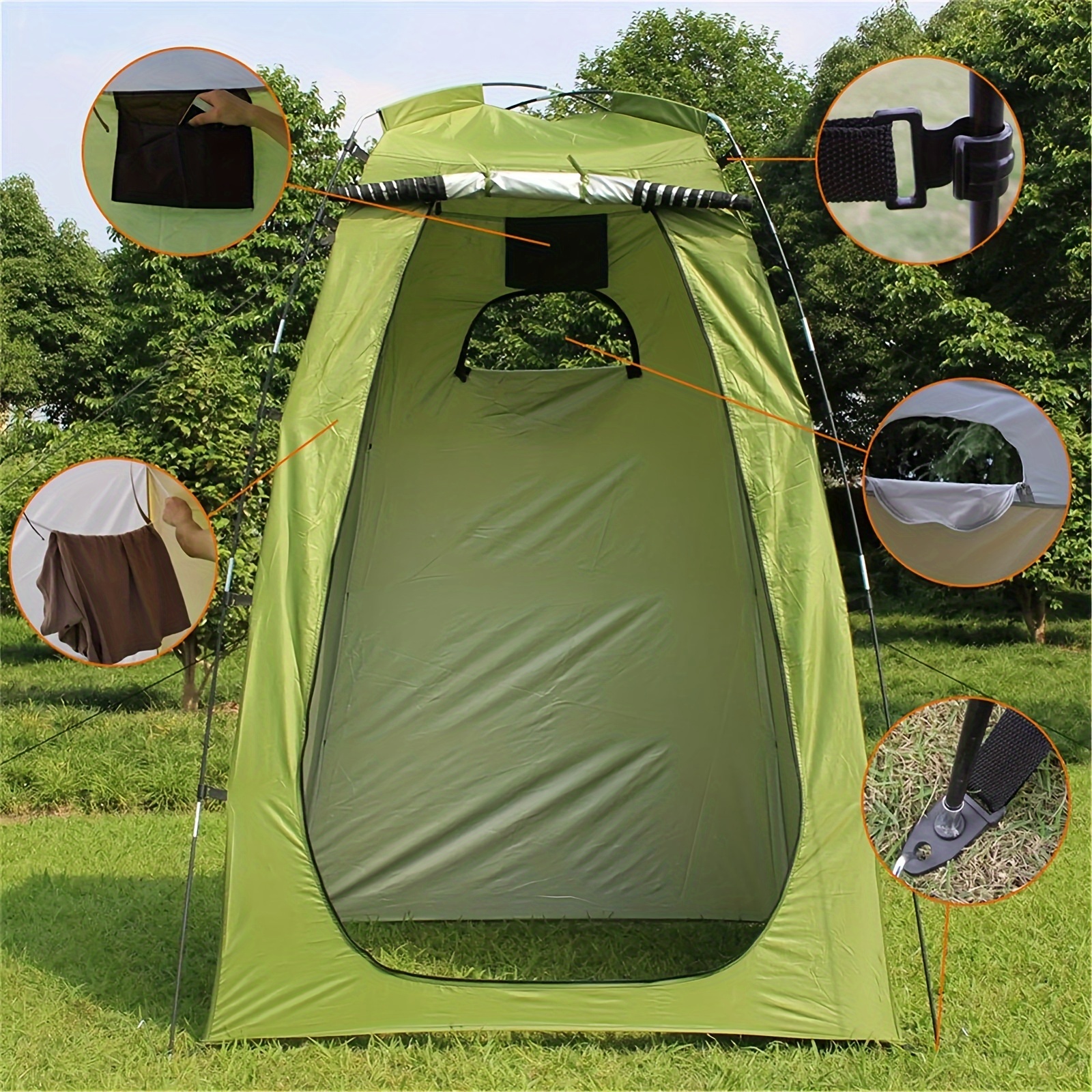 

1pc Pop-up Privacy Tent, Polyester Fabric With Glass Fiber Frame, Zippered Outdoor Camping Shower Toilet For Hiking