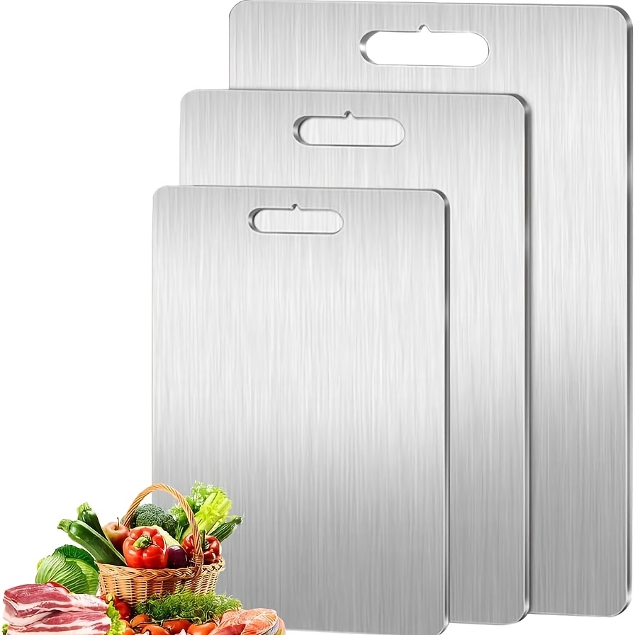 

Premium Titanium Cutting Board - , Hygienic & Kitchen Chopping Mat With Double-sided Stainless Steel Surface For Meat, Fruit & Vegetables