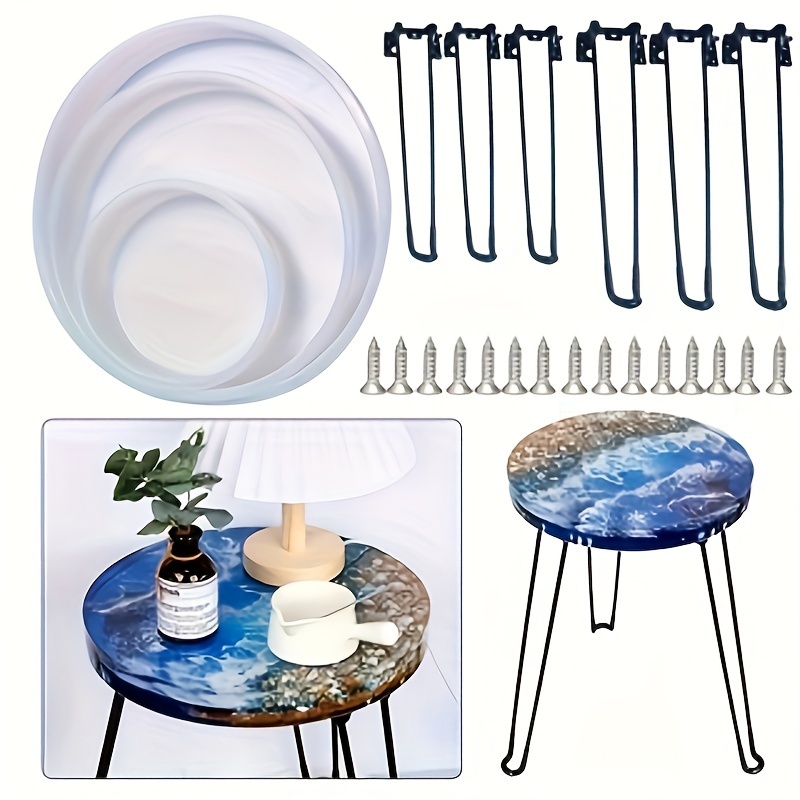 

14in Table, 50cm Large Table Silicone Mold, 2 Models Of Table Legs, Epoxy Resin Decoration Drop Glue Handicrafts