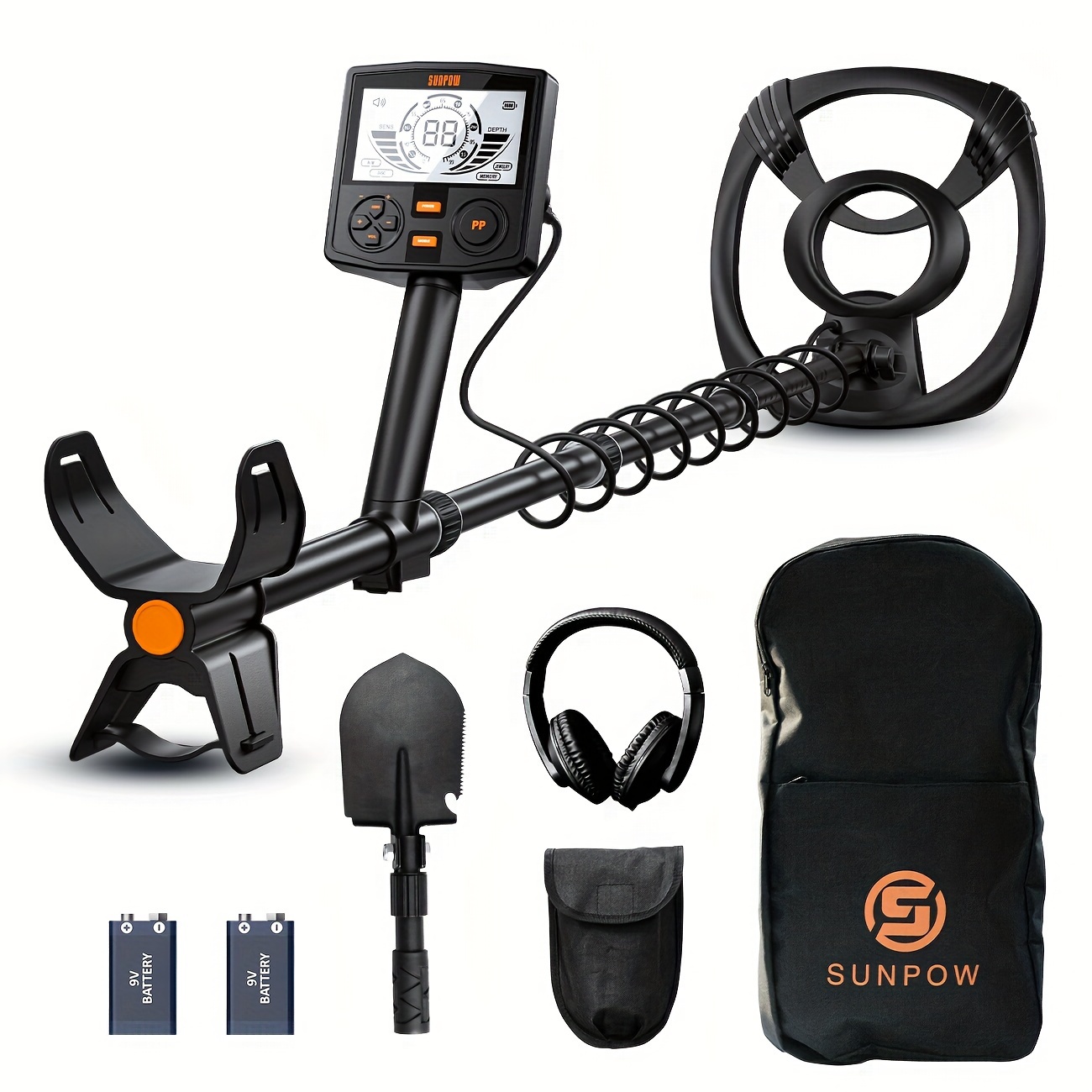 

Sunpow Metal Detector For Adults Professional - High With 12" Coil, 2x Backlit Lcd Display, Advanced Dsp Chip, 5 , Adjustable Length (19"-59"), Sturdy Spiral Structure