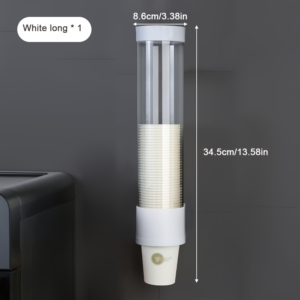 A Plastic Cup Holder, No-punch Wall Mounted Disposable Cup Picker With Sticker, Living Room Office Hospital Use Disposable Cup Depositor