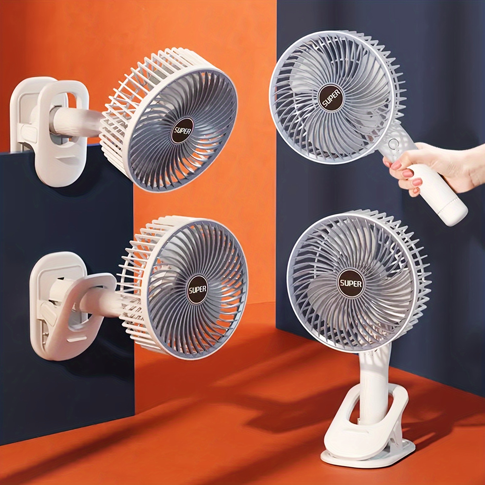 versatile clip on handheld fan with adjustable angle usb rechargeable portable mini desk fan with   settings   summer ideal for dorms apartments details 2