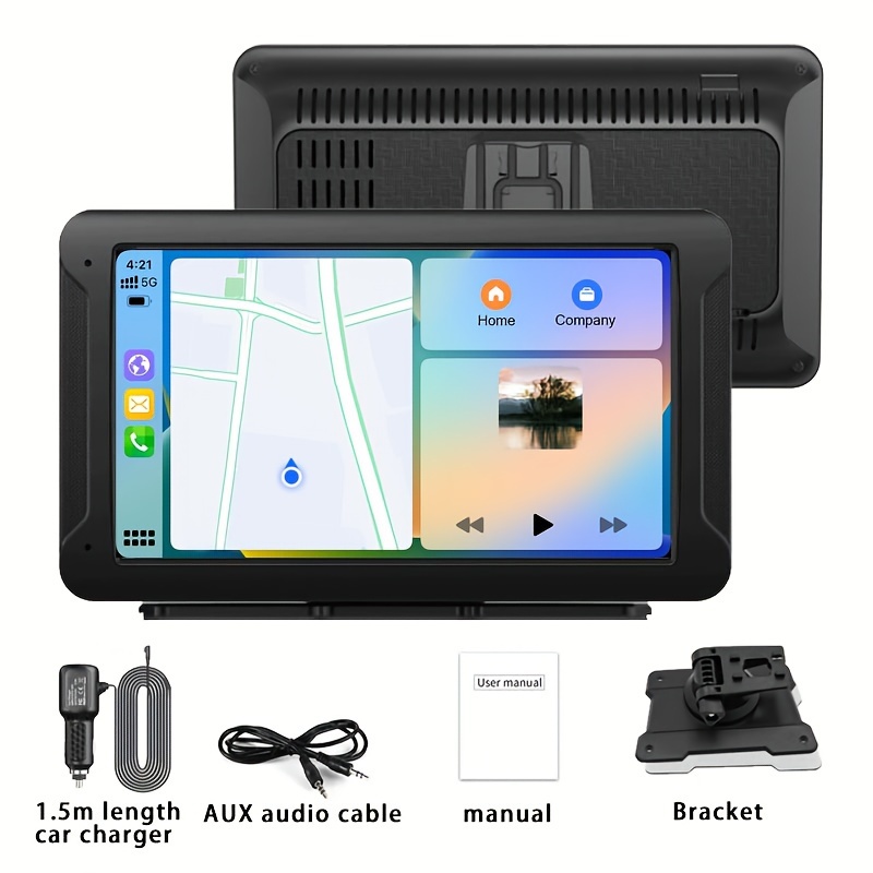 TEMU 8 Inch Portable Car Navigation With And Auto, With Magnetic Stand Portable 7 Inch Hd Touchscreen Monitor With Wireless, , Fm, Eq/aux/tf/usb, Backup Camera, Carplay Screen For Cars