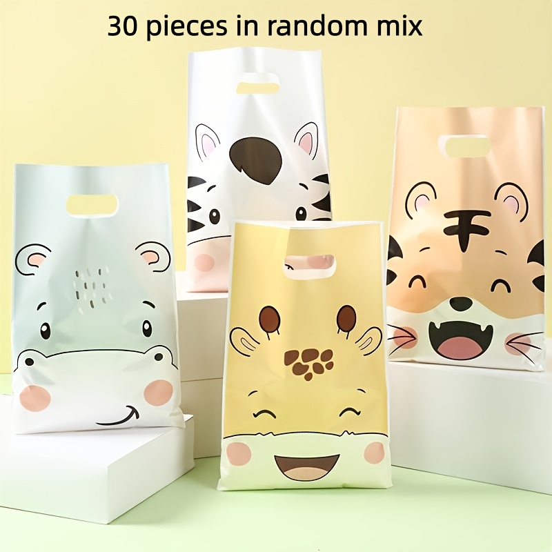TEMU 30 Cute Cartoon Animal Tote Gift Bags, Tiger Hippo Zebra Giraffe Pattern Tote Bags, Zoo-themed Party Favor Bags, Suitable For Birthdays, Baby