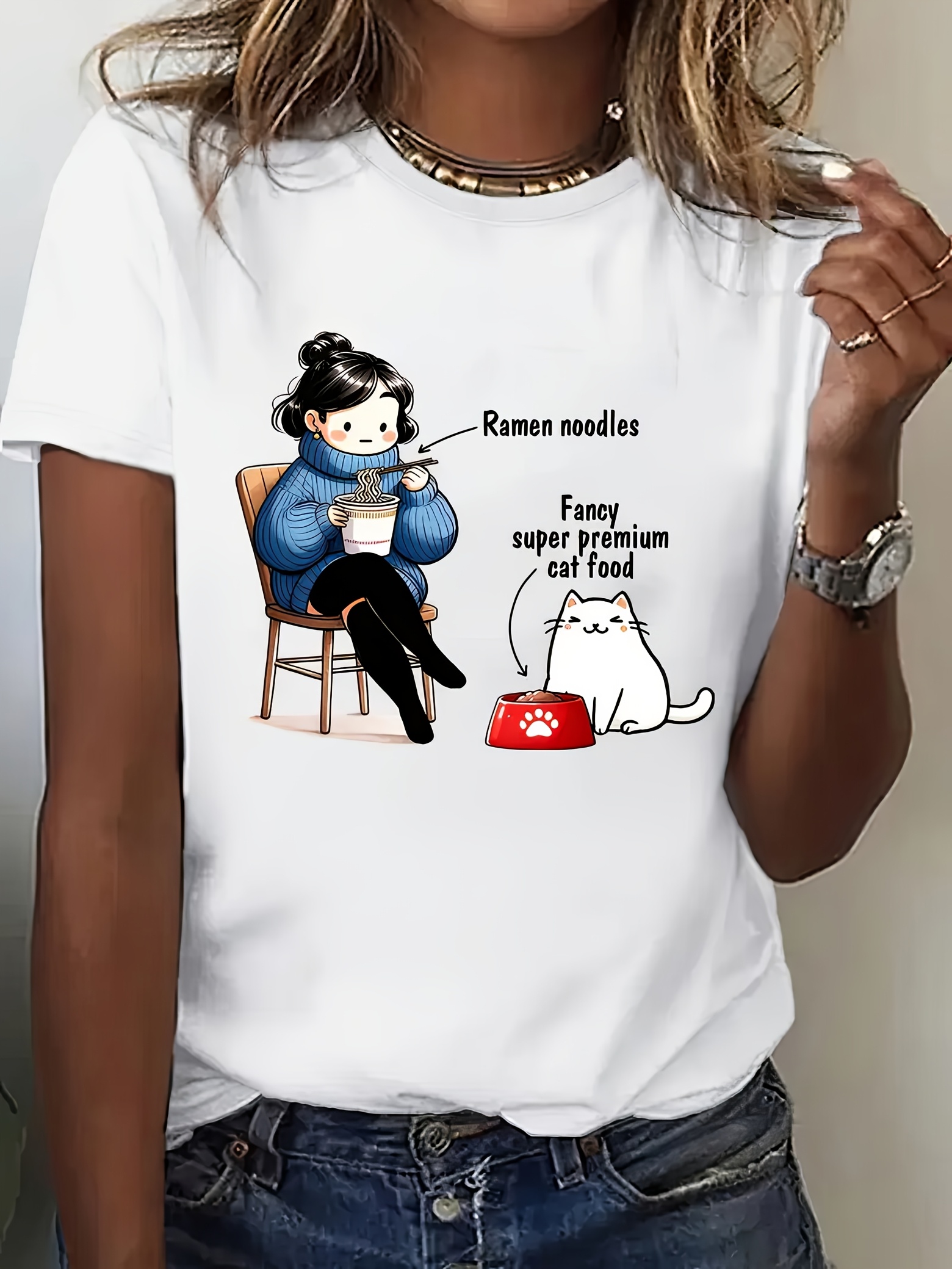 1pc camiseta estampada gato anime mujer cuello Temu Peru