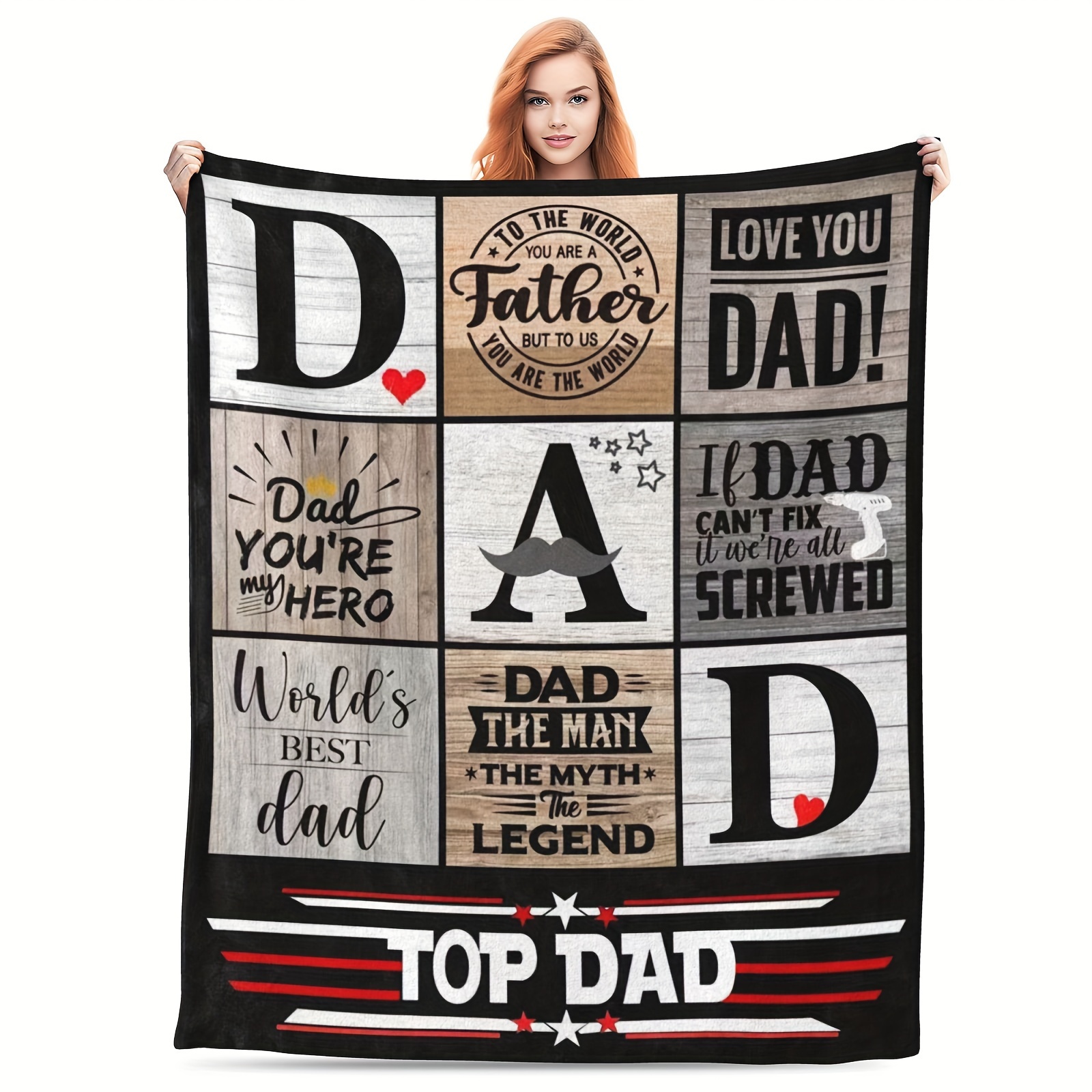 

1 Pc Dad Birthday Gift From Daughter, Christmas Birthday Gifts For Dad From Son, Fathers Day Presents For Dad, Best Dad Ever Gift, For Daddy Who Wants Nothing, Soft Dad Blanket