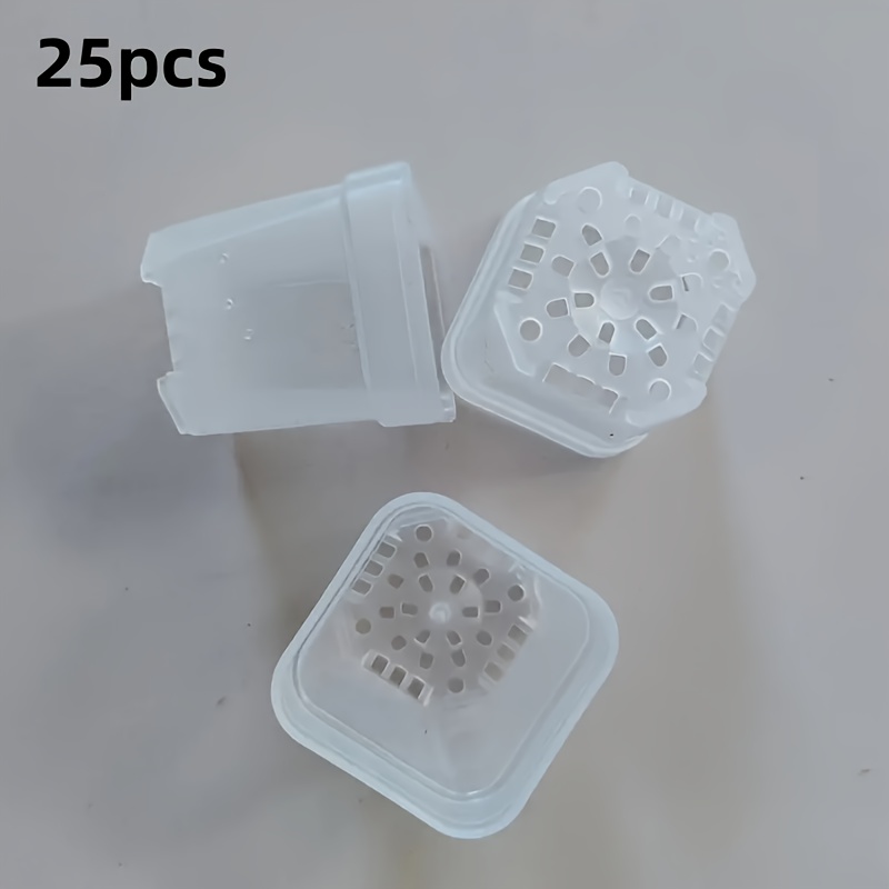 25pcs Small Transparent Plastic Square Seedling Pots (with Drainage Holes), Suitable For Sprouting, Cactus, Vanilla, Succulent Plant Cultivation, And Seedling Cultivation.